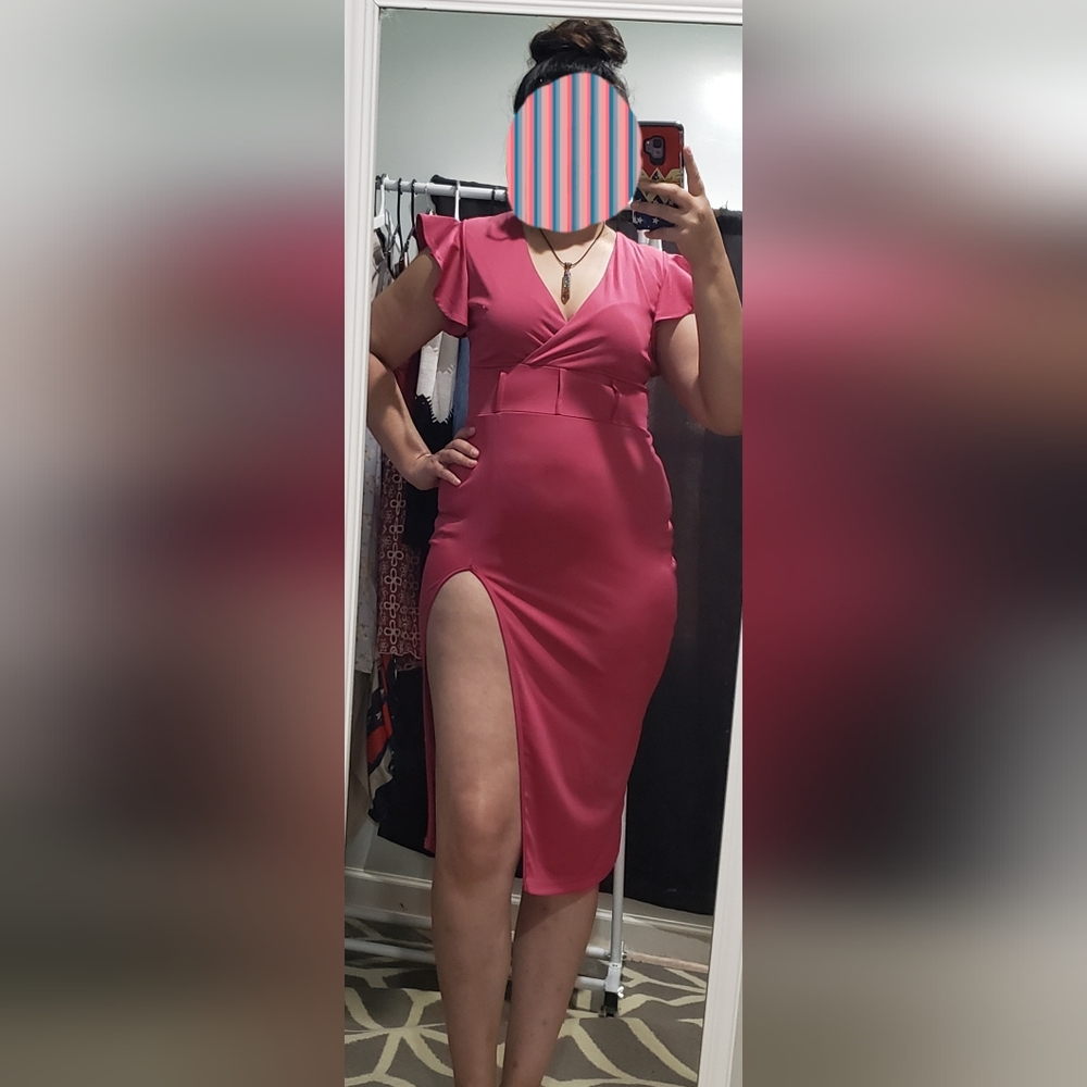 Purplish Pink Dress with slit on